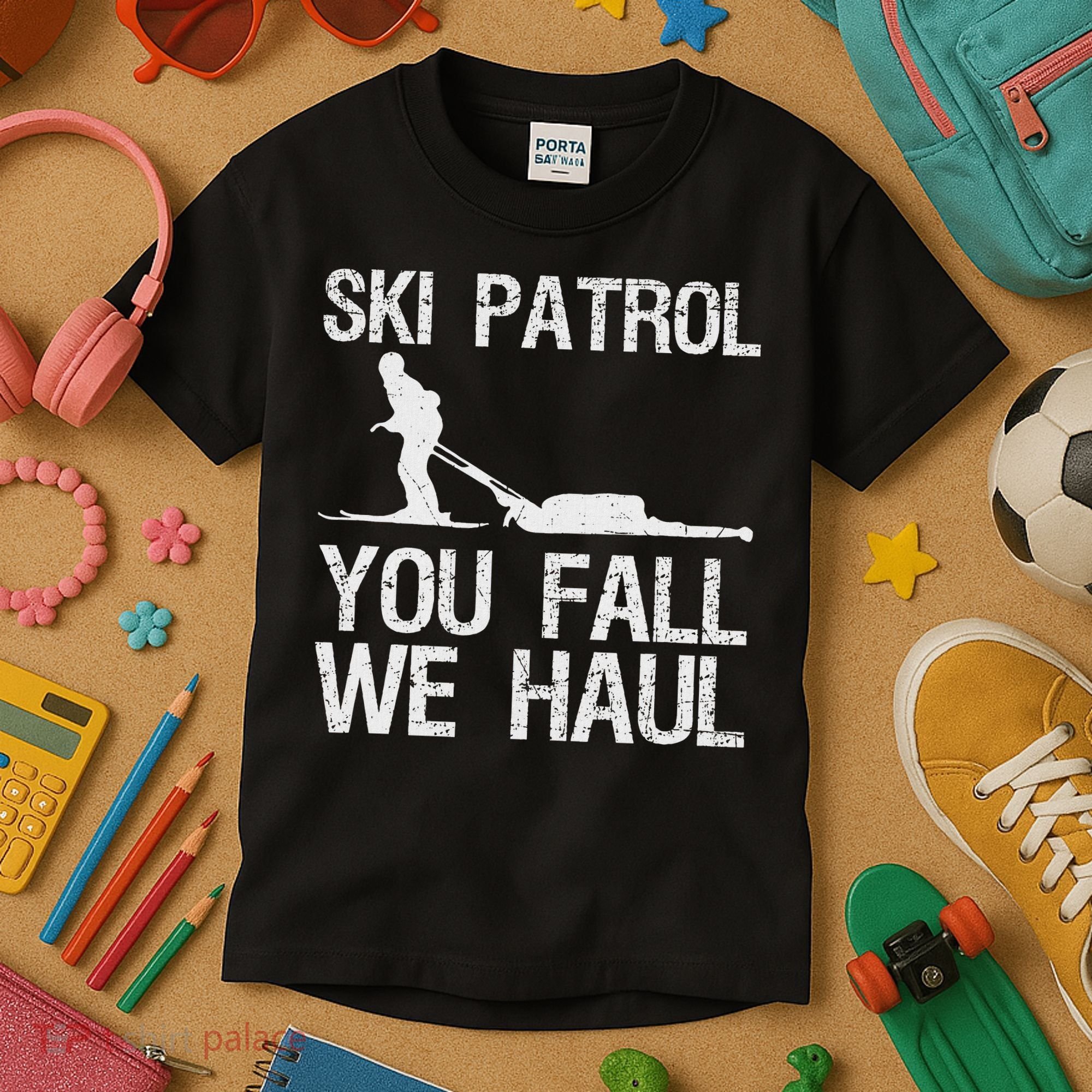 Ski Patrol You Fall We Haul Skiing Winter Kids T-Shirt