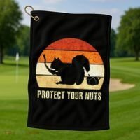 Squirrel Protect Your Nuts Forest Rodent Golf Towel thumb 1