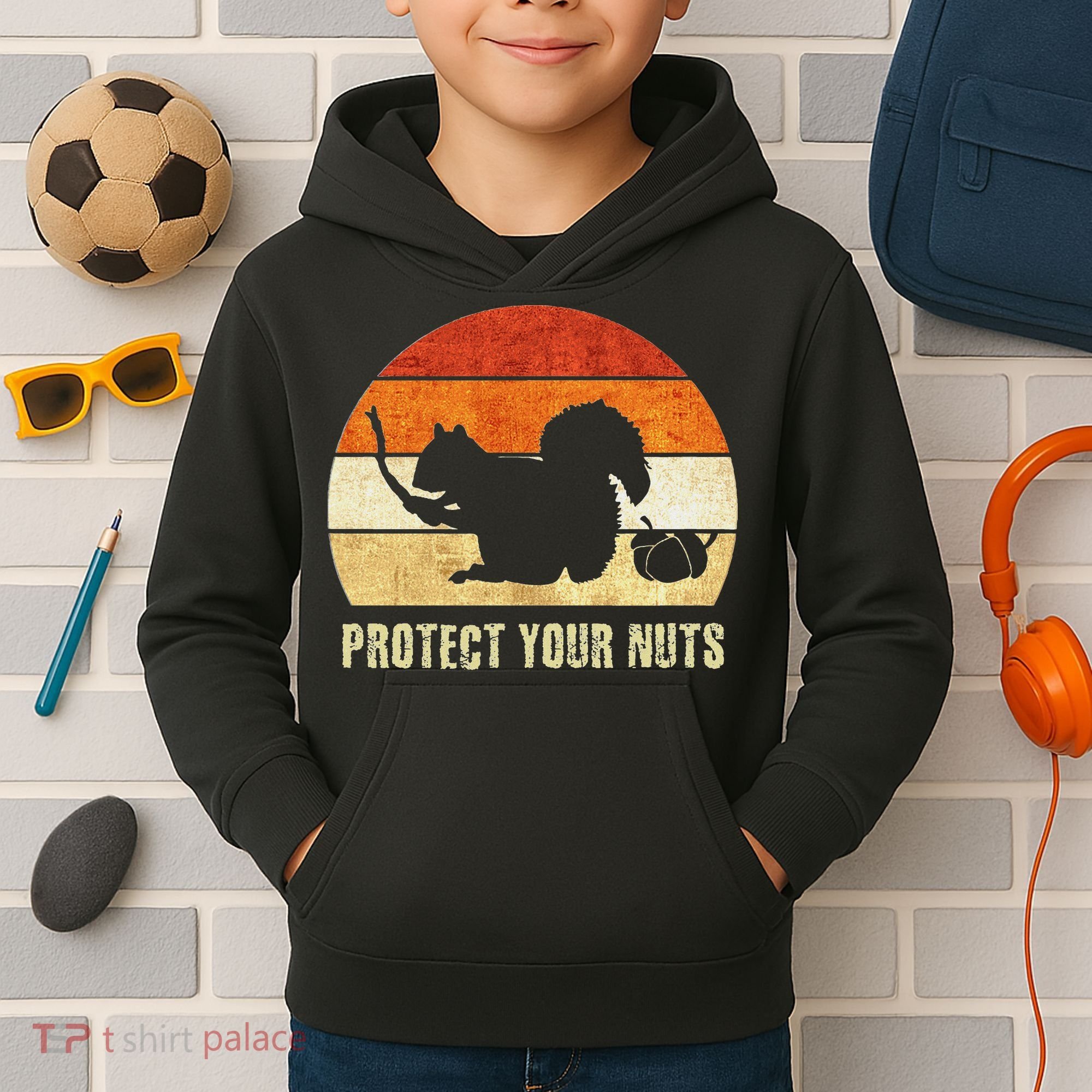 Squirrel Protect Your Nuts Forest Rodent Kids Hoodie