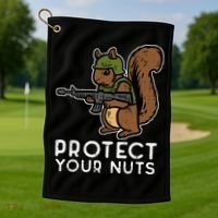 Squirrel Protect Your Nuts Funny Chipmunk Women Boy Golf Towel thumb 1