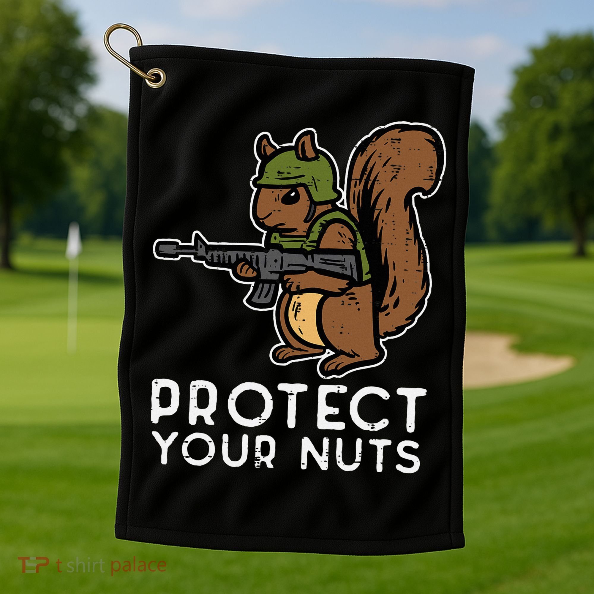Squirrel Protect Your Nuts Funny Chipmunk Women Boy Golf Towel