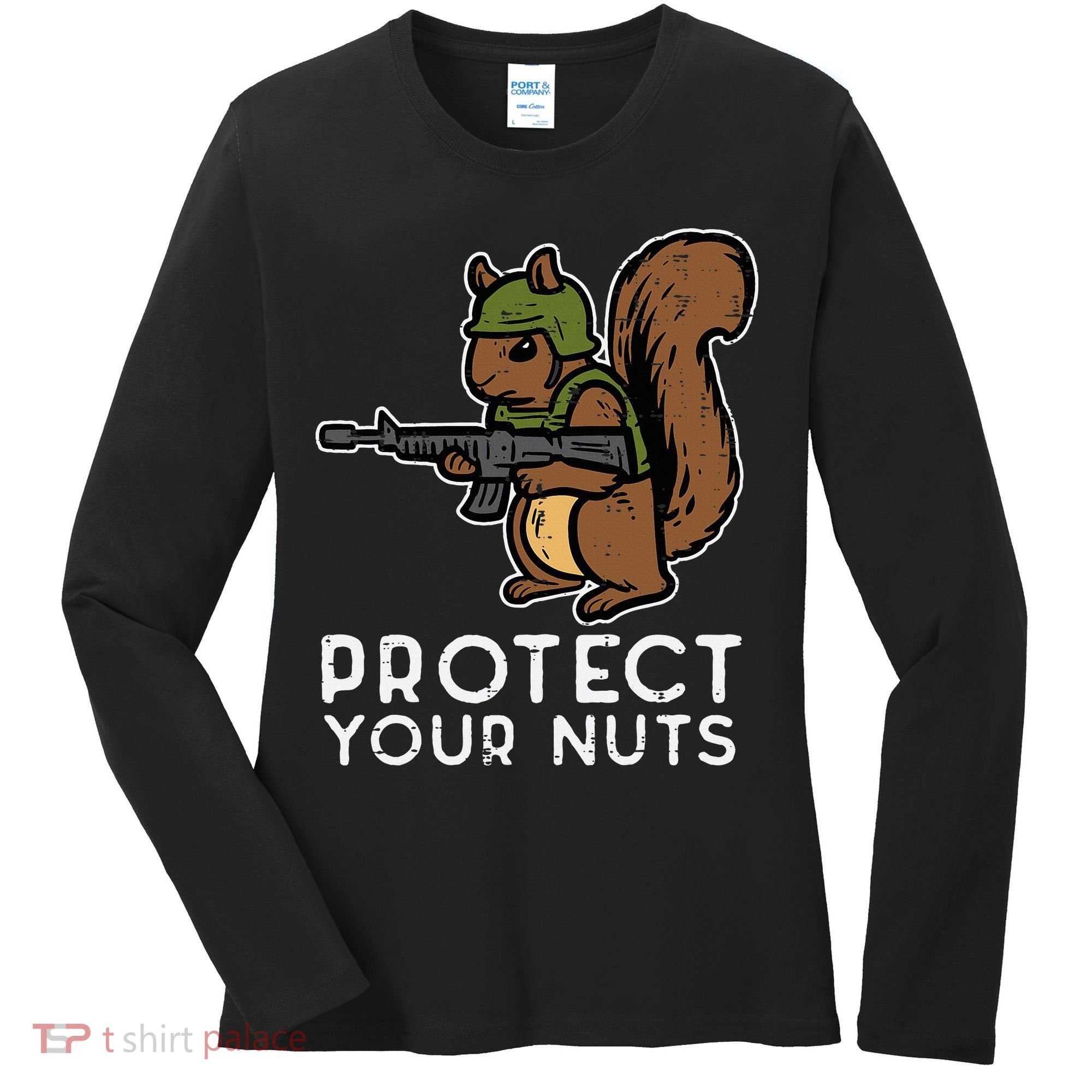 Squirrel Protect Your Nuts Funny Chipmunk Women Boy Women's Long Sleeve Shirt