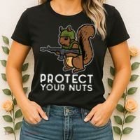 Squirrel Protect Your Nuts Funny Chipmunk Women Boy Women's T-Shirt thumb 2