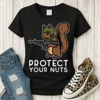 Squirrel Protect Your Nuts Funny Chipmunk Women Boy Women's T-Shirt thumb 3