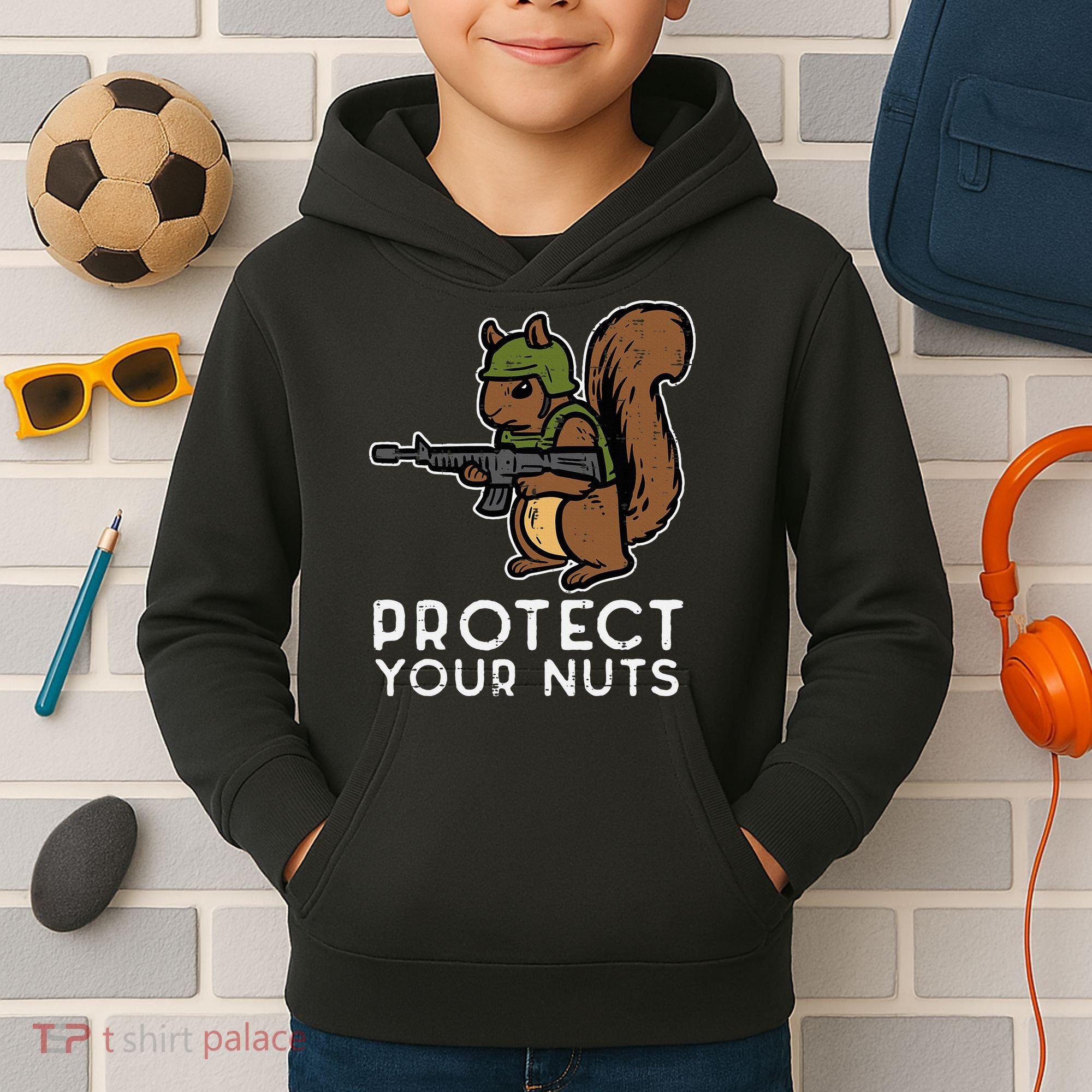Squirrel Protect Your Nuts Funny Chipmunk Women Boy Kids Hoodie