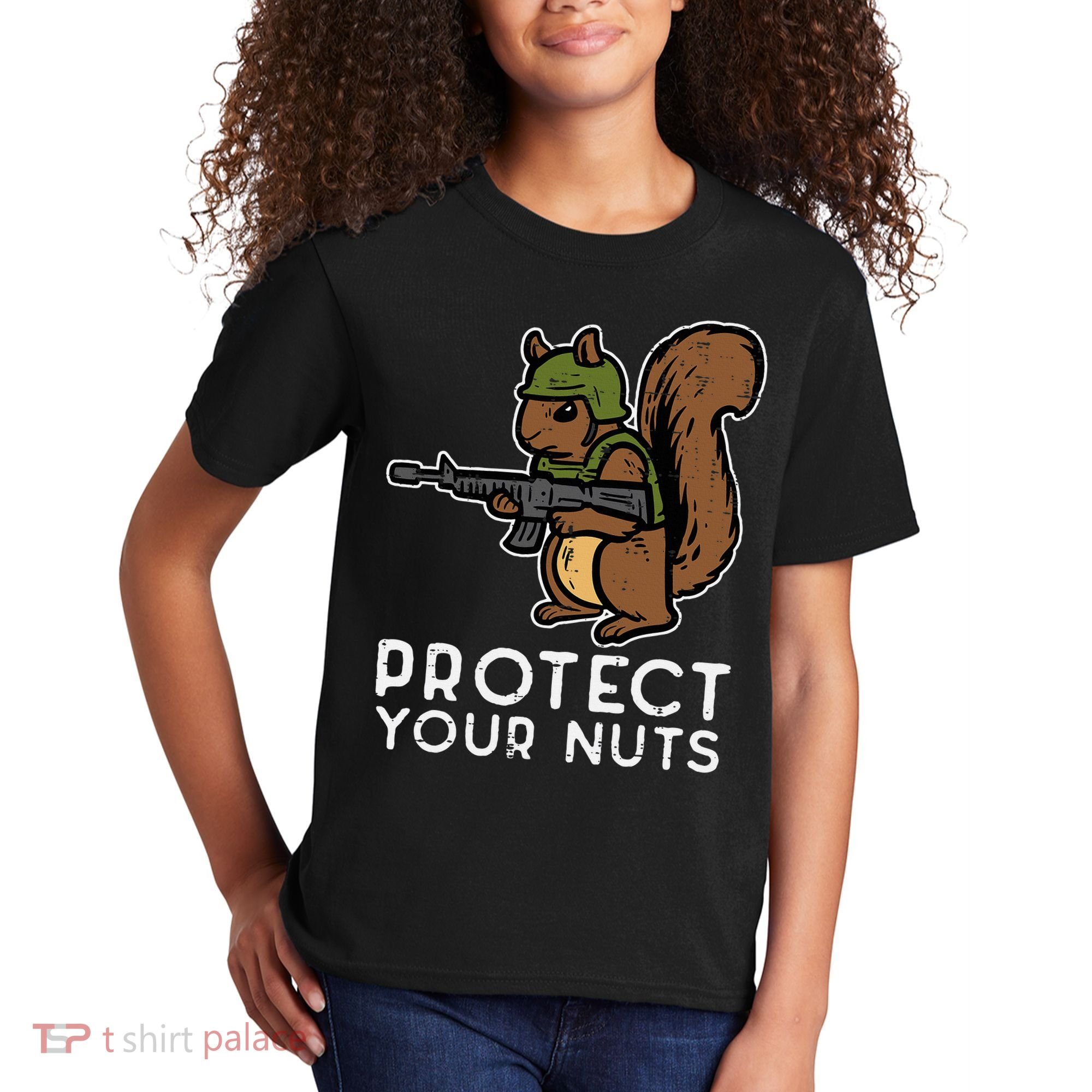 Squirrel Protect Your Nuts Funny Chipmunk Women Boy Kids T-Shirt