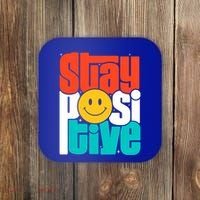 Stay Positive Yellow Smily Face Inspirational Quote Coaster thumb 0