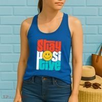 Stay Positive Yellow Smily Face Inspirational Quote Women's Tank Top thumb 2