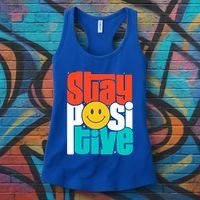 Stay Positive Yellow Smily Face Inspirational Quote Women's Tank Top thumb 3