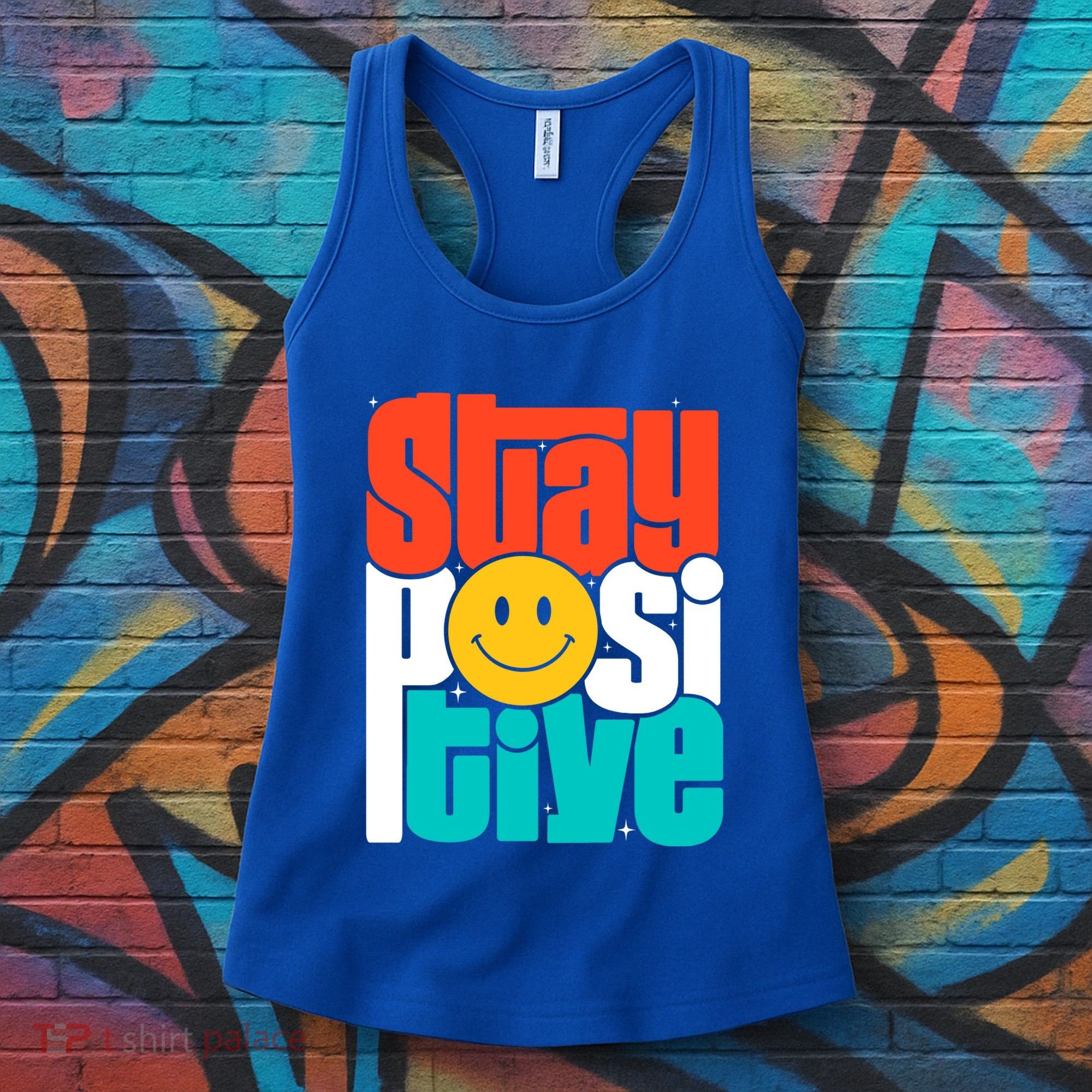 Stay Positive Yellow Smily Face Inspirational Quote Women's Tank Top