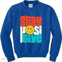 Stay Positive Yellow Smily Face Inspirational Quote Kids Sweatshirt thumb 0