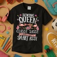 Sewing Queen Classy Sassy And A Bit Smart Assy Sewer Kids T-Shirt thumb 3