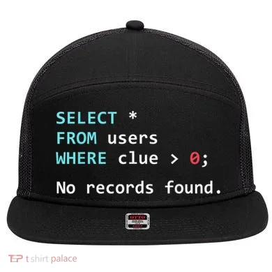 SQL Query Funny SQL Database Admin Programmer 7 Panel Mesh Trucker Snapback Hat