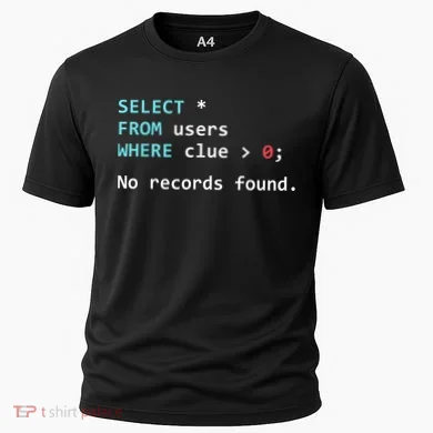 SQL Query Funny SQL Database Admin Programmer Cooling Performance Crew T-Shirt