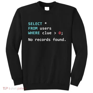 SQL Query Funny SQL Database Admin Programmer Sweatshirt