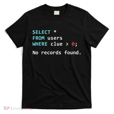 SQL Query Funny SQL Database Admin Programmer T-Shirt