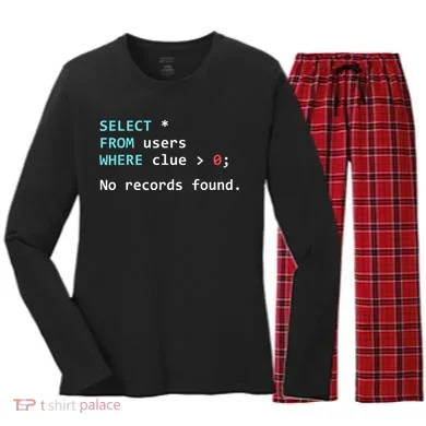 SQL Query Funny SQL Database Admin Programmer Women's Long Sleeve Flannel Pajama Set