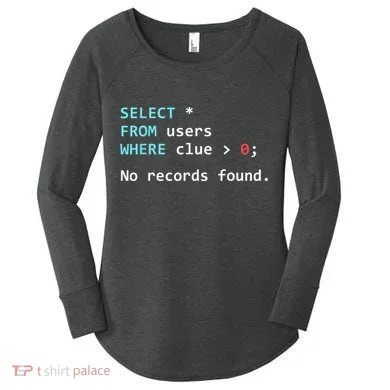 SQL Query Funny SQL Database Admin Programmer Women's Perfect Tri Tunic Long Sleeve Shirt
