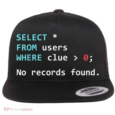 SQL Query Funny SQL Database Admin Programmer Flat Bill Trucker Hat