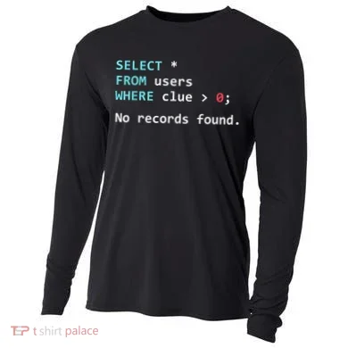 SQL Query Funny SQL Database Admin Programmer Cooling Performance Long Sleeve Crew