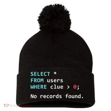 SQL Query Funny SQL Database Admin Programmer Pom Pom 12in Knit Beanie