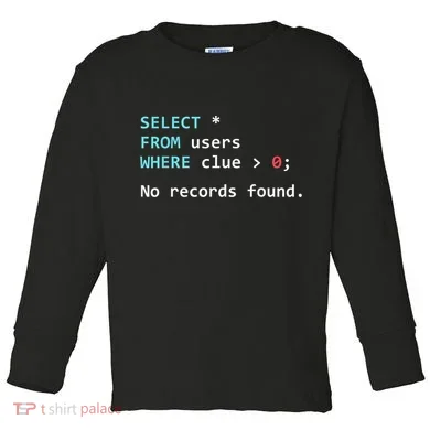 SQL Query Funny SQL Database Admin Programmer Toddler Long Sleeve