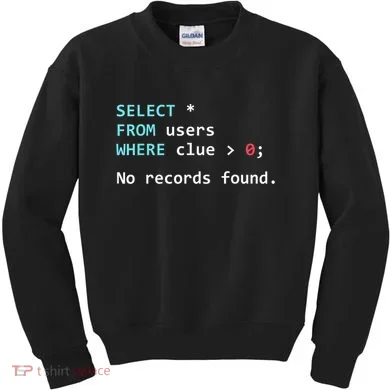 SQL Query Funny SQL Database Admin Programmer Kids Sweatshirt