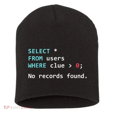 SQL Query Funny SQL Database Admin Programmer Short Acrylic Beanie
