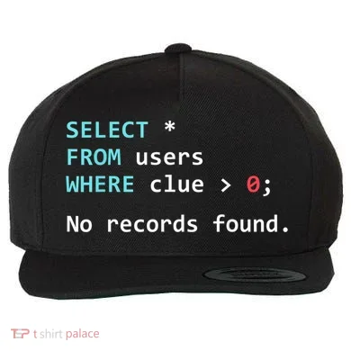 SQL Query Funny SQL Database Admin Programmer Wool Snapback Cap