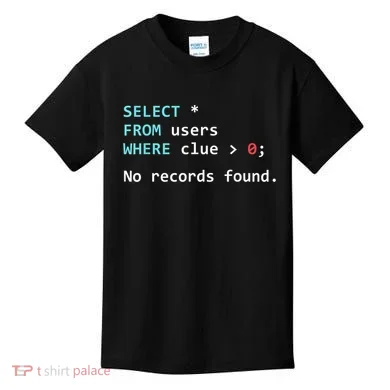 SQL Query Funny SQL Database Admin Programmer Kids T-Shirt