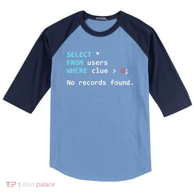 SQL Query Funny SQL Database Admin Programmer Raglan Baseball Sleeve Shirt