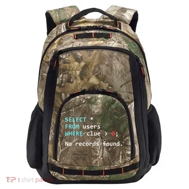 SQL Query Funny SQL Database Admin Programmer Camo Xtreme Backpack