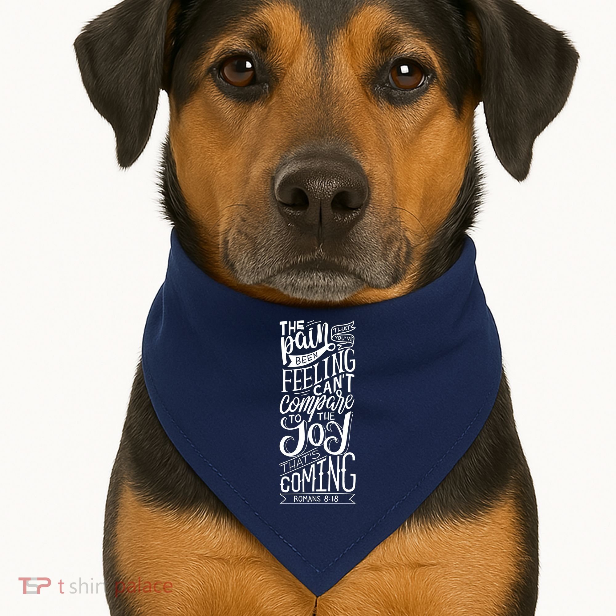 Scripture Quote Romans 8:18 USA-Made Doggie Bandana