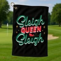 Sleigh Queen Sliegh Christmas Golf Towel thumb 1