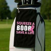 Squeeze A Boob Save A Life Golf Towel thumb 2
