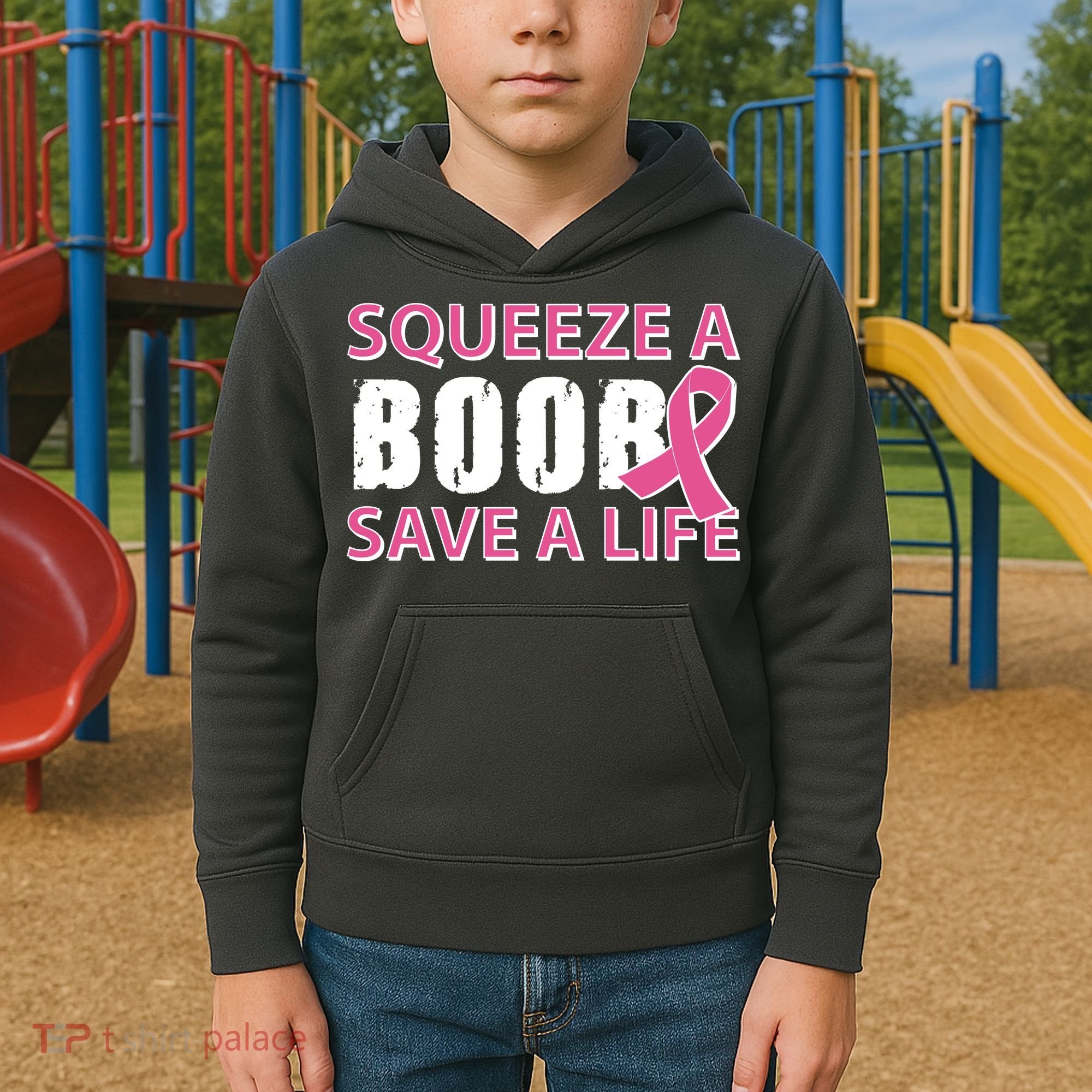 Squeeze A Boob Save A Life Kids Hoodie