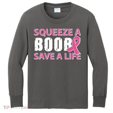 Squeeze A Boob Save A Life Kids Long Sleeve Shirt