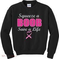 Squeeze A Boob Save A Life Breast Cancer Kids Sweatshirt thumb 0