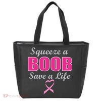 Squeeze A Boob Save A Life Breast Cancer Tote Bag thumb 0