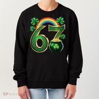 Shamrock Rainbow 67 St Patrick’s Day 6-7 Meme Women's Sweatshirt thumb 0