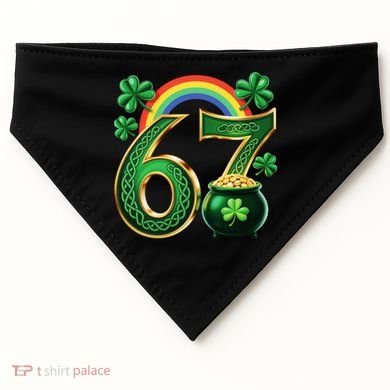 Shamrock Rainbow 67 St Patrick’s Day 6-7 Meme USA-Made Doggie Bandana