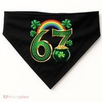 Shamrock Rainbow 67 St Patrick’s Day 6-7 Meme USA-Made Doggie Bandana thumb 0