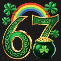 Shamrock Rainbow 67 St Patrick’s Day 6-7 Meme USA-Made Doggie Bandana thumb 2