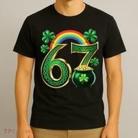 Shamrock Rainbow 67 St Patrick’s Day 6-7 Meme T-Shirt thumb 3