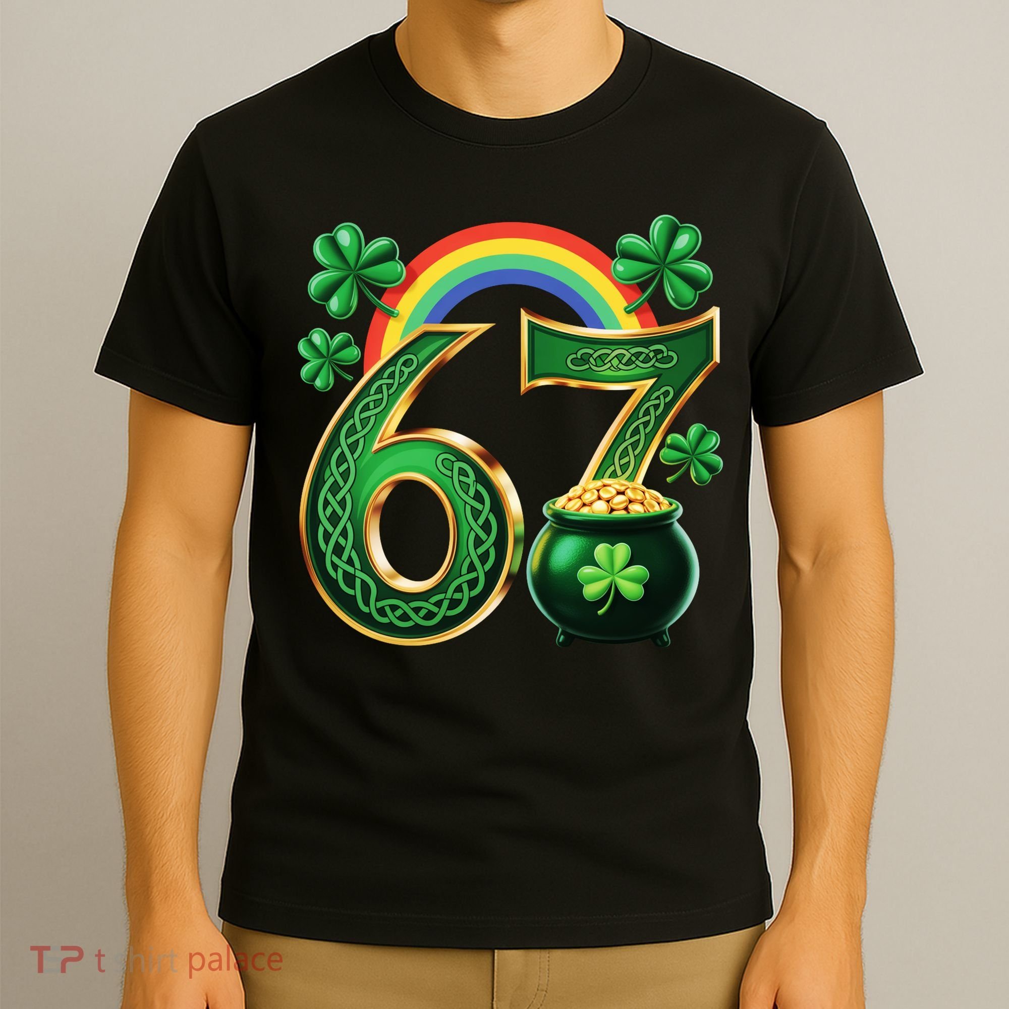Shamrock Rainbow 67 St Patrick’s Day 6-7 Meme T-Shirt