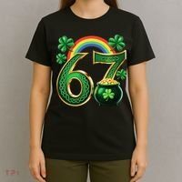 Shamrock Rainbow 67 St Patrick’s Day 6-7 Meme T-Shirt thumb 4