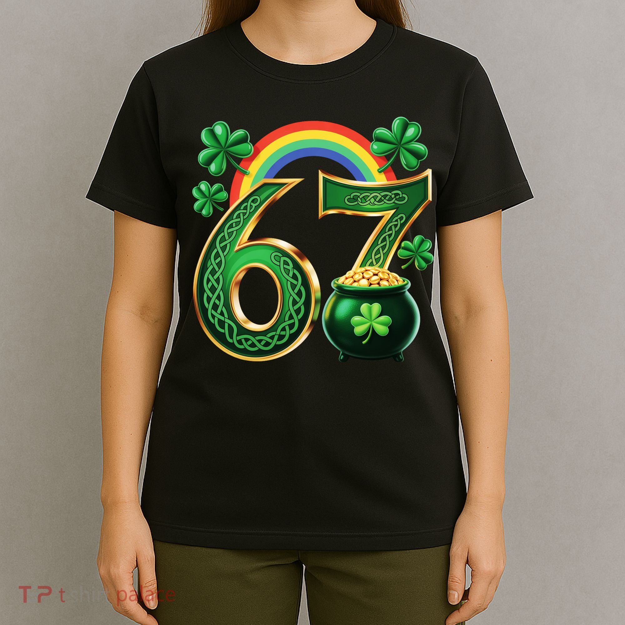 Shamrock Rainbow 67 St Patrick’s Day 6-7 Meme T-Shirt