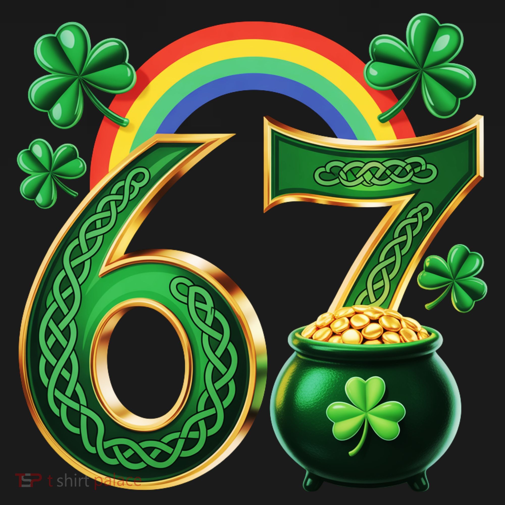 Shamrock Rainbow 67 St Patrick’s Day 6-7 Meme Polo