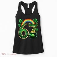 Shamrock Rainbow 67 St Patrick’s Day 6-7 Meme Women's Tank Top thumb 0