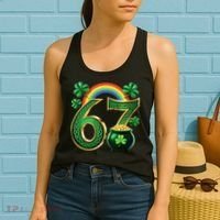 Shamrock Rainbow 67 St Patrick’s Day 6-7 Meme Women's Tank Top thumb 2